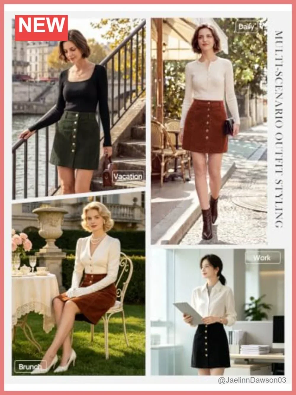 Corduroy Mini Skirt with Pockets High Waisted A-Line